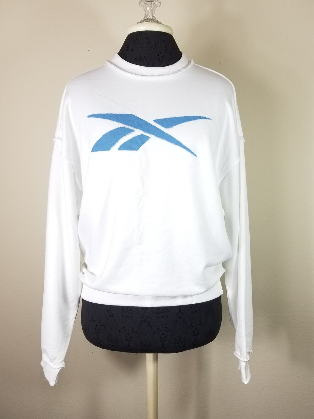REEBOK Women's Pullover Sweater Sweatshirt White Blue Size Small New w Tag